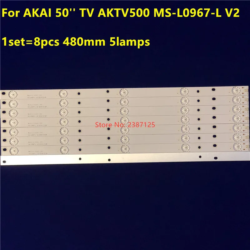 Bande LED AKAI pour TV, 50 pouces, AKTV500 MS-L0967-L V2 V3 A3 M200 TB D 0X R72-50D04-017-13, code A BARRE 21MQ300D, 8 pièces