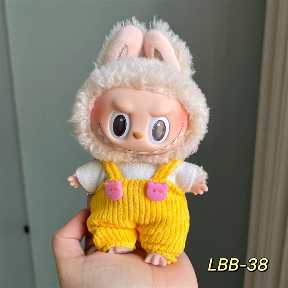 صغيرة لطيف LABUBU دمية الملابس مجموعة اكسسوارات 15-17 سنتيمتر Labubu أيدول V1 V2 مختلف اللون وزرة نمط سلسلة مجموعة الملابس هدية