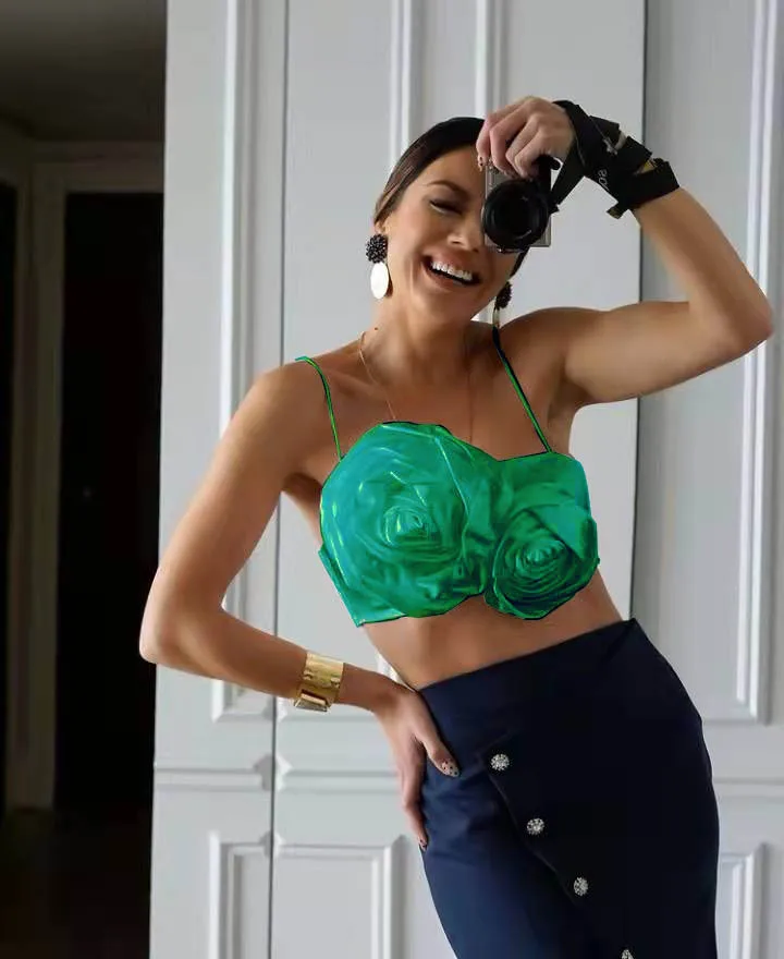 Sexy Floral Design Women's Vest Top with Small Susps ort Sle Commute Faion Pure Color Summer  Slim Fit