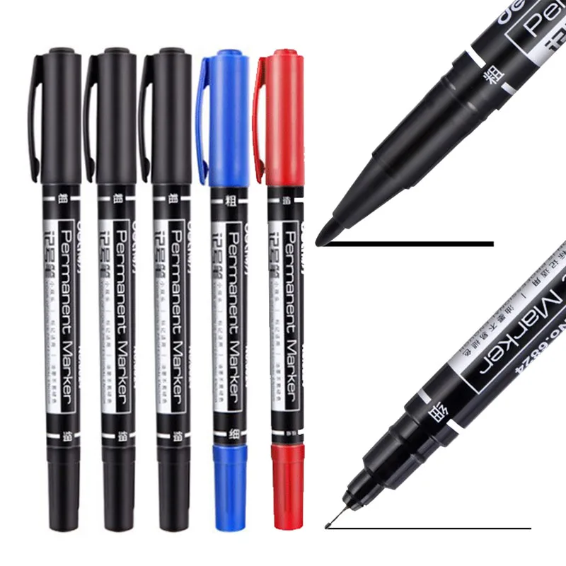 5PCS/Set Colored Dual Tip 0.5/1 Mm Fast Dry Permanent Sign Marker Pens For Fabric Metal Quality Fineliner For Drawing