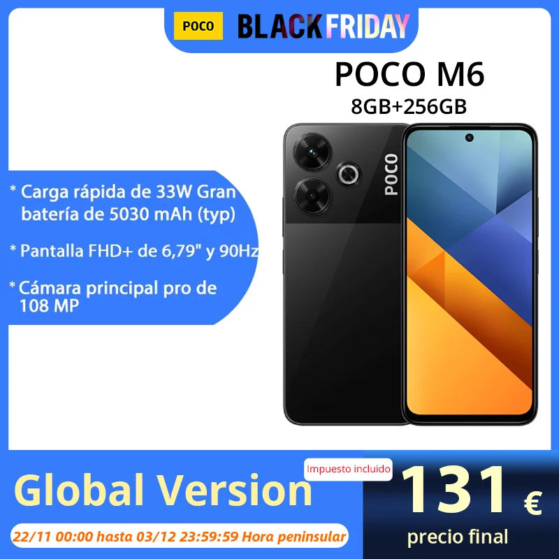 Global Version POCO M6 Smartphone Helio G91-Ultra Processor 5030mAh Large Battery 6.79