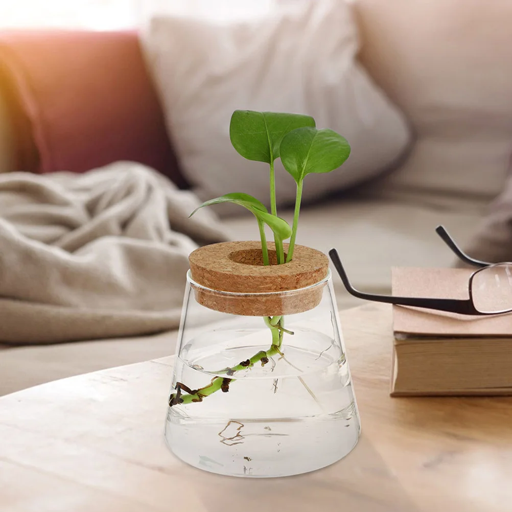 

3Pcs Glass Terrarium Vase with Wood Lid Hydroponic Planter for Healthy Root Growth Ideal for Office Home Decor Easy Care System