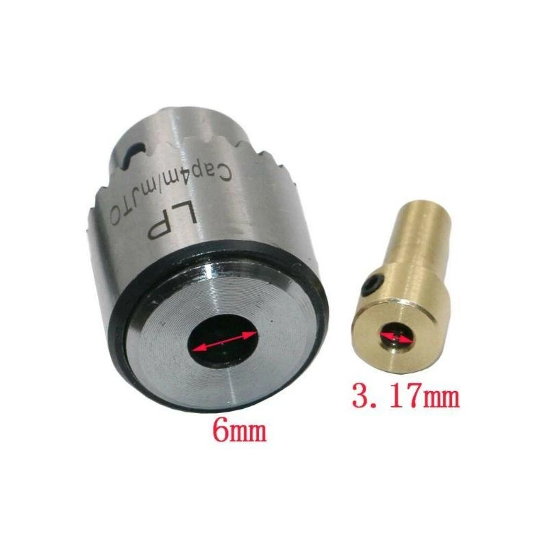 652F Micro Drill Chucks Motor Jaw Clamping 0.3-4mm Cone Mounted Spindle with for Key 3.17mm Brass Mini Electric Shaft