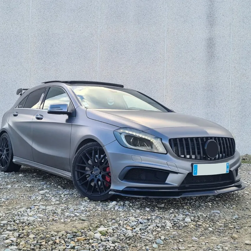 لمرسيدس بنز A Class W176 A200 A260 A45 AMG 2013-2018 مصدات أمامية للسيارة سبويلر لامع أسود أو ألياف الكربون