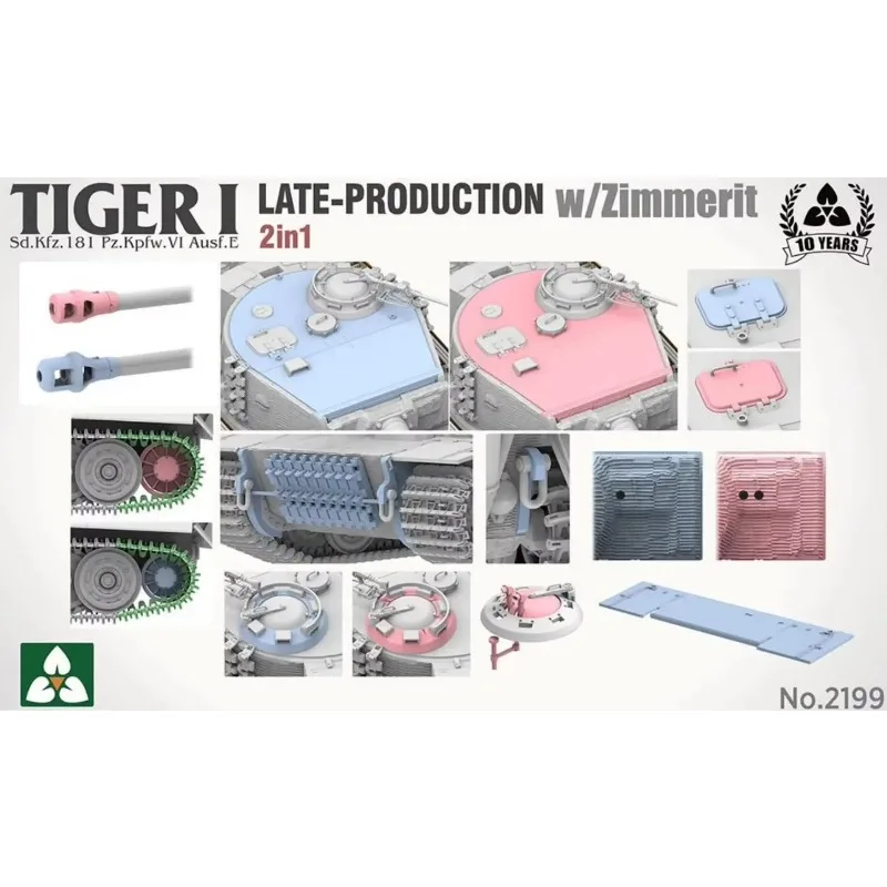 TAKOM 2199 Escala 1/35 Tiger I Tate Production com kit de modelo de plástico Zimmerit