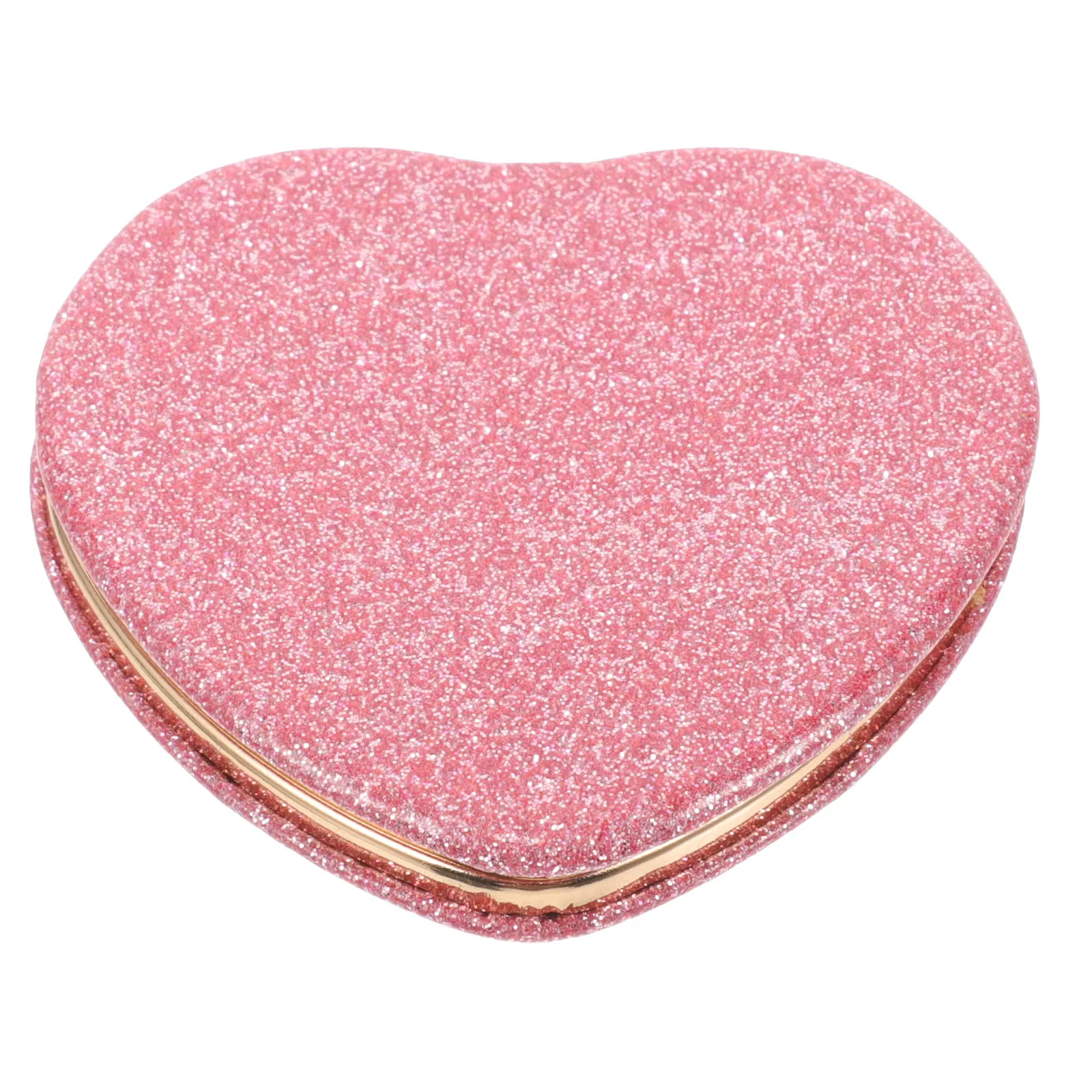 مرآة مكياج صغيرة على شكل قلب عاكسة عالية الدقة وقابلة للطي ومحمولة للنساء مريحة للسفر والعناية الشخصية في الهواء الطلق