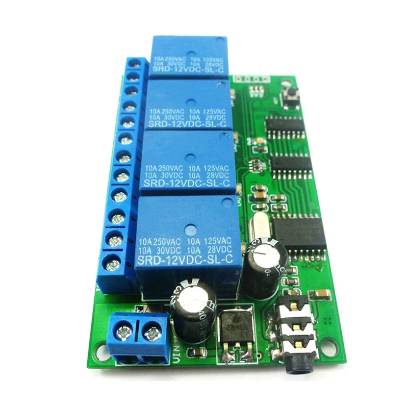 AD22B04 4 Channel Relay DTMF Tone Signal Decoder Remote Control Relay Module 12V DC For PLC Smart Home