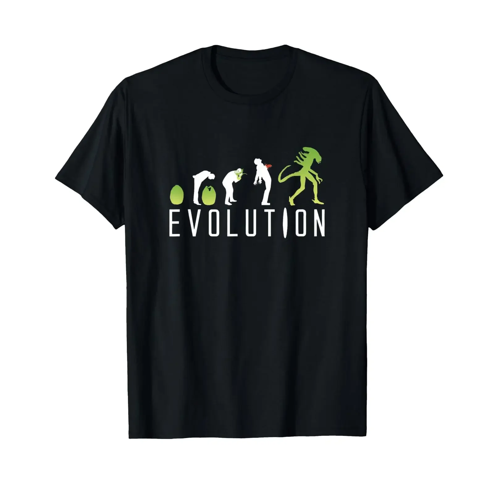 T-shirt unisexe décontracté et respirant pour homme, style streetwear vintage délavé, motif Alien Evolution of Man, extensible et polyvalent