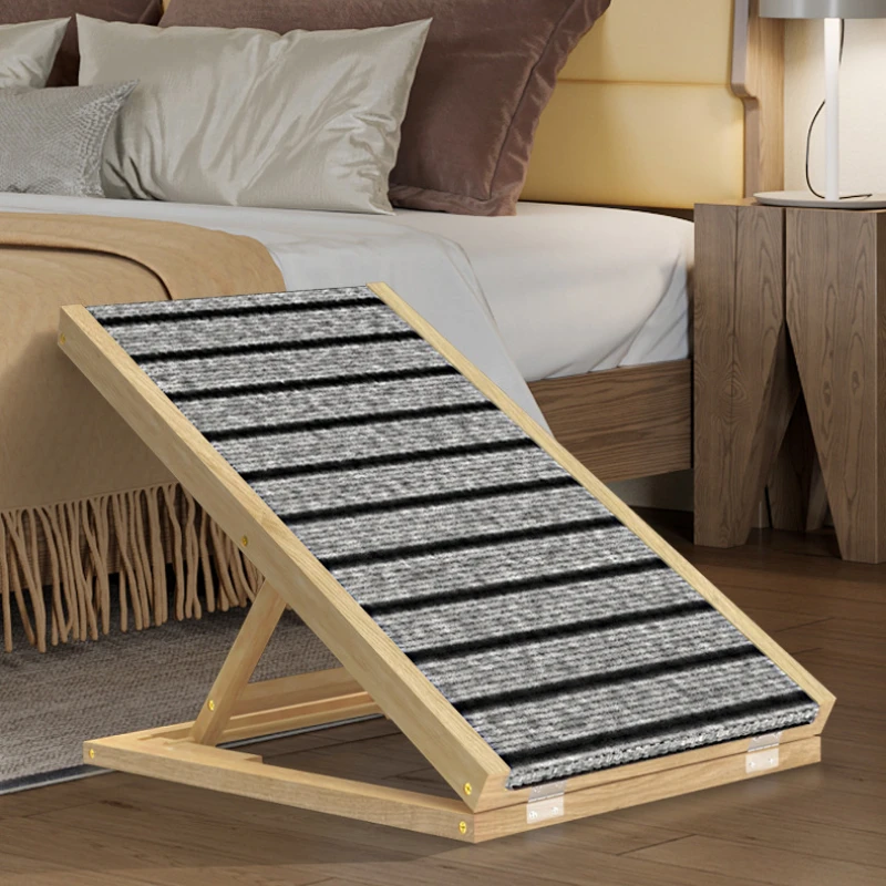 

Лестница для домашних животных из цельного дерева, регулируемая рампа для собак, противоскользящая лестница для домашних животных, складные ступеньки для доступа к кровати, приятный для домашних животных