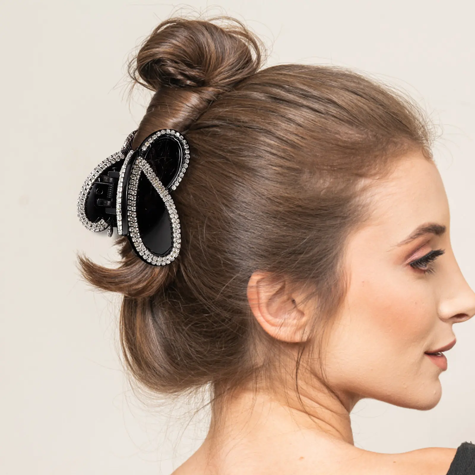 Rhinestone Jaw Clip Hair Clip for Women – Acrylic Smooth Edge, No-Damage Hair Styling for Travel, Home & Party