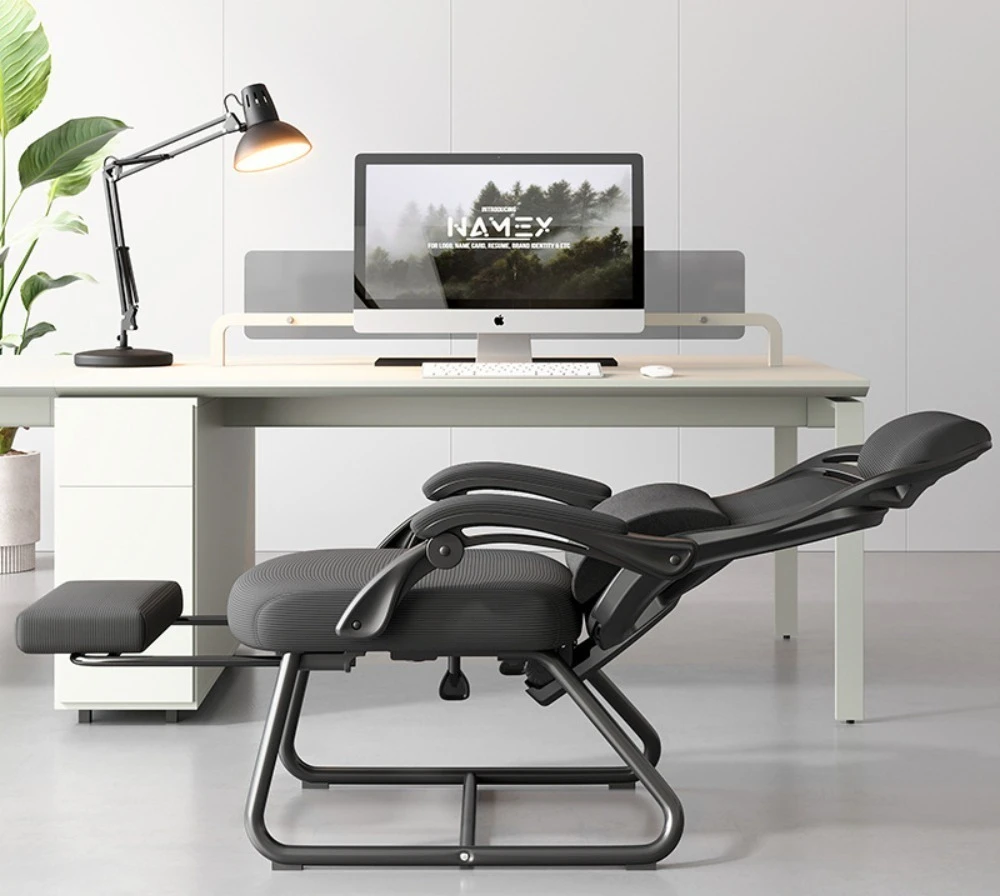 Ergonomic Bow Foot Office Chair, Comfort Lumbar Support Backrest Cantilever Frame Computer Staff Chair