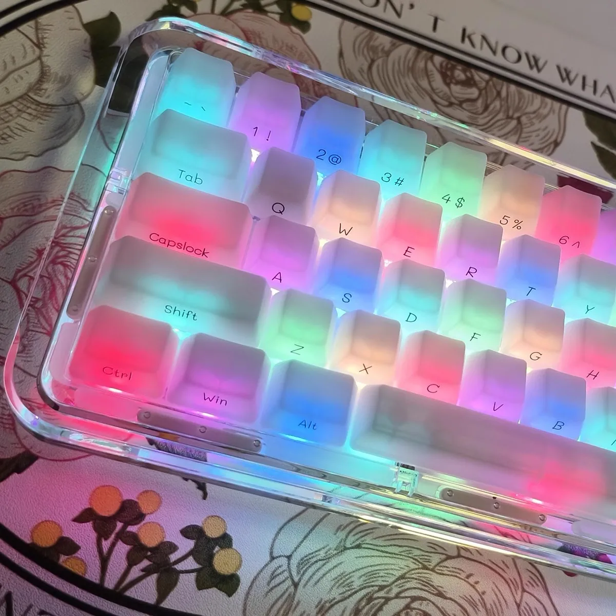 

130Keys OEM Profile Fog Permeates Theme Transparent Side-Printed Keycaps For MX Switches Gaming Mechanical Keyboard 7U Space Key