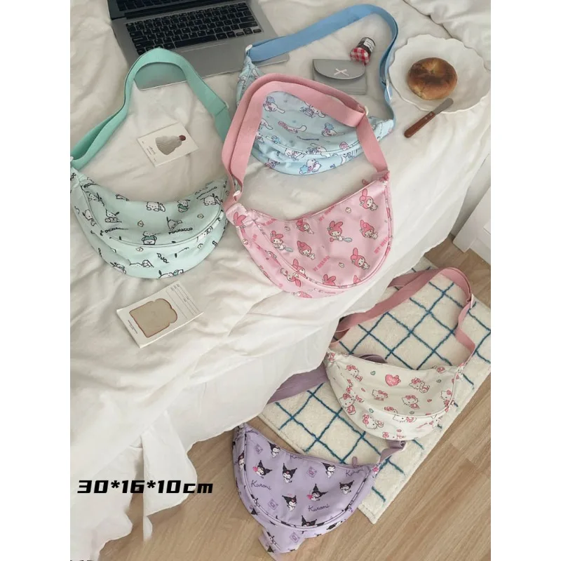 

Sanrio Cute Girlish Double-sided Hidden Pocket Dumpling Bag 301610cm Cartoon Floral Canvas Crossbody Bag Girls Birthday Gift