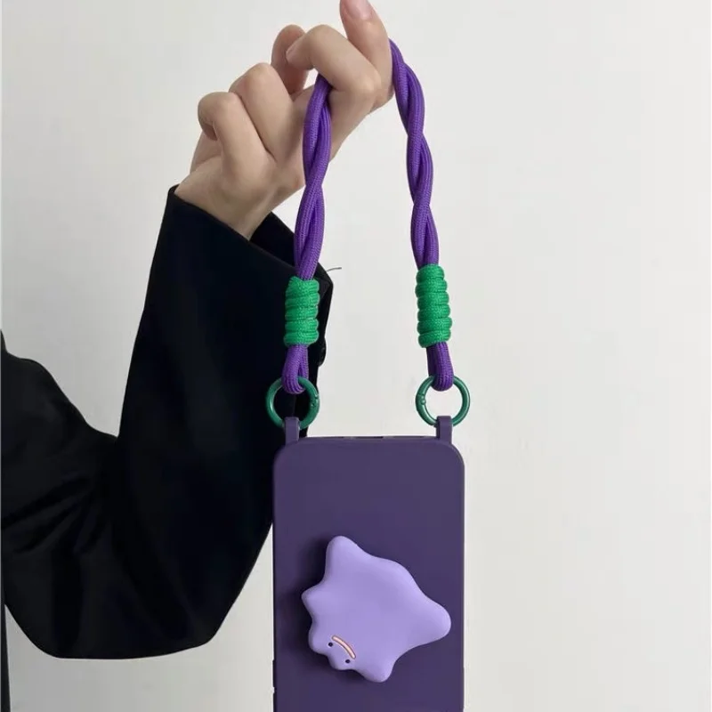 Minimalist Purple Monster Stand Phone Case with Hanging Strap For iPhone 11 12 13 14 15 pro max