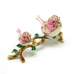 SHINNYGIFTS New Style Double birds on the leaf Trinket Box Jewelry Gift Box lovely Gifts for Girls