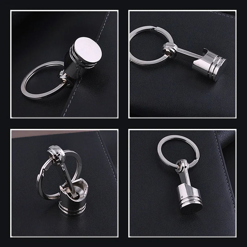 High-Grade Metal Keychain Automobile Piston Key Ring Creative Gifts Personality Engine Modified Piston Car Accessories Goods