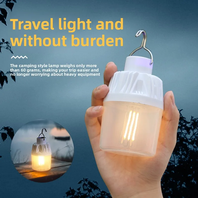 Portable Outdoor Camping Light LED Night Lamp Type C Rechargeable Waterproof Tent Fishing Hiking Emergency Lantern Flashlight
