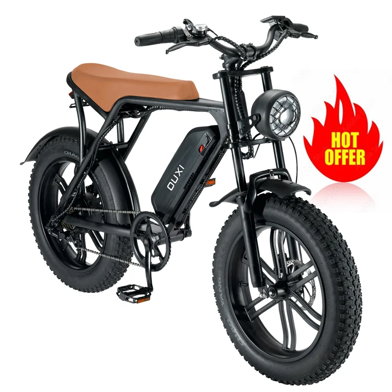 

1000W Electric Bike V8 48V 50km/h Mountain Bicycle Electric 20inch Fat Tire Off Road Ebike 60KM Electric City Bike for Adults