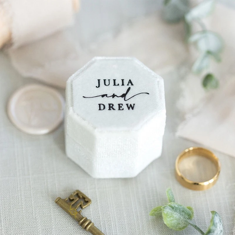 مخصص خواتم الزفاف صندوق الثلاثي فتحة المثمن المخملية خاتم صندوق خاتم الخطوبة صندوق خاتم الزواج شخصية صندوق هدية للذكرى السنوية #4