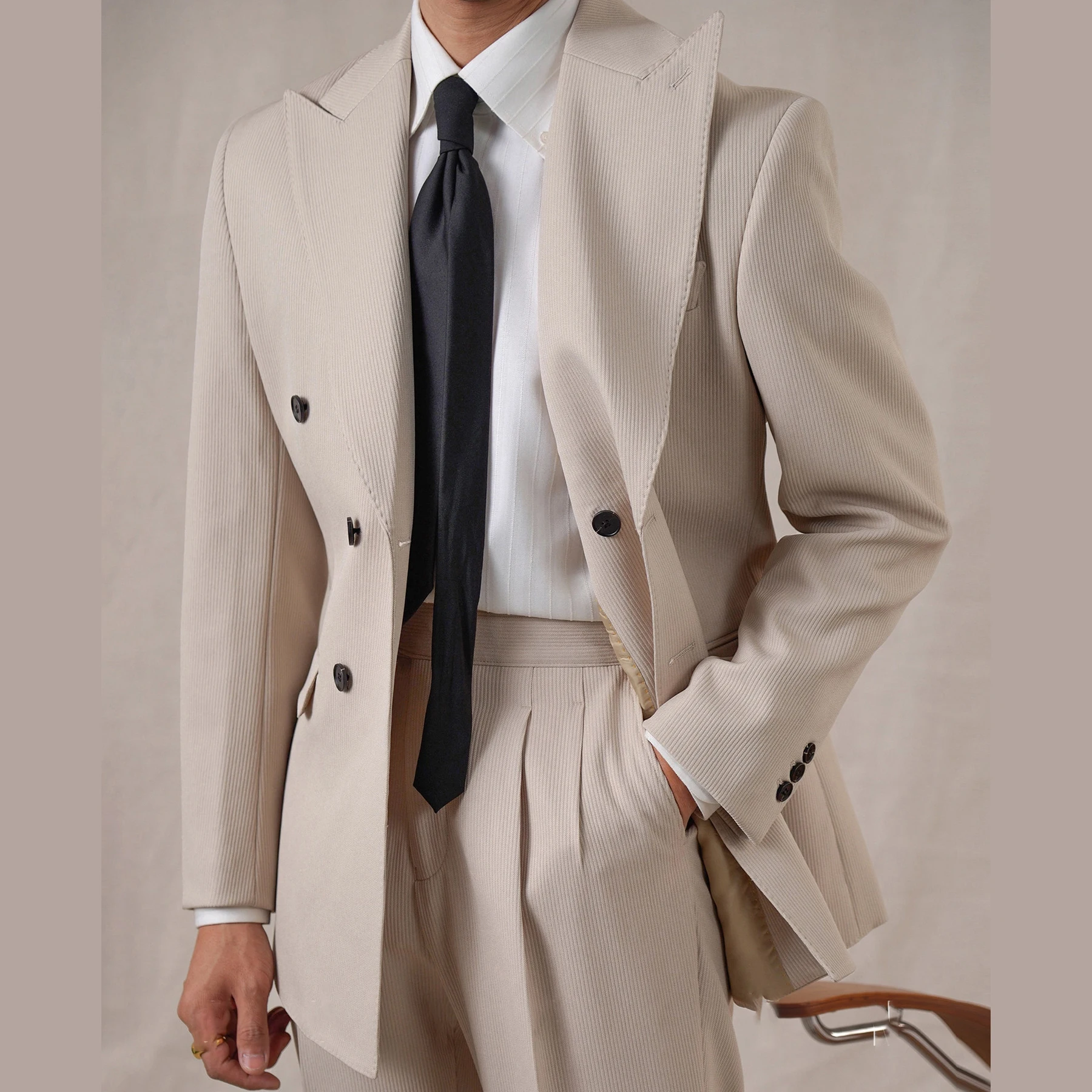 

Men Suit Business Tuxedos Double Breasted Suit Set Men Banquet Mariage Trajes De Hombre Wedding Groom Suit Men Heren Kostuums