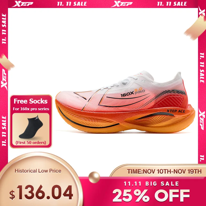 Xtep 160X 3.0 PRO احذية الجري للرجال الصيف متعدد المشهد لوحة الكربون احذية الجري تنفس سباق أحذية رياضية 976419110086