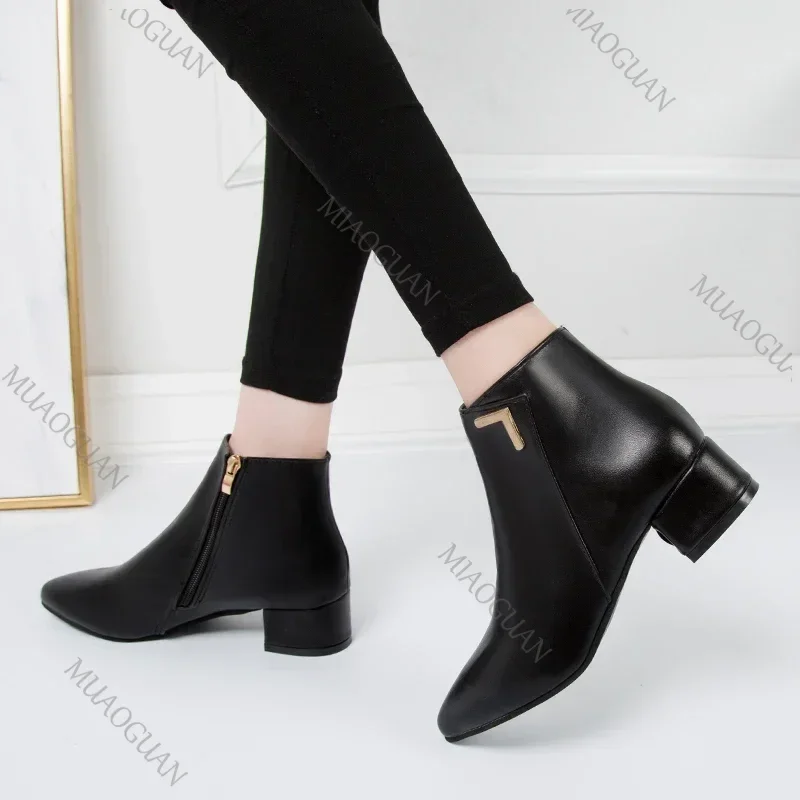 Damen-Stiefeletten aus PU-Leder mit spitzer Zehenpartie und hohem Absatz, seitlicher Reißverschluss, lässige Büroschuhe_voghion.com