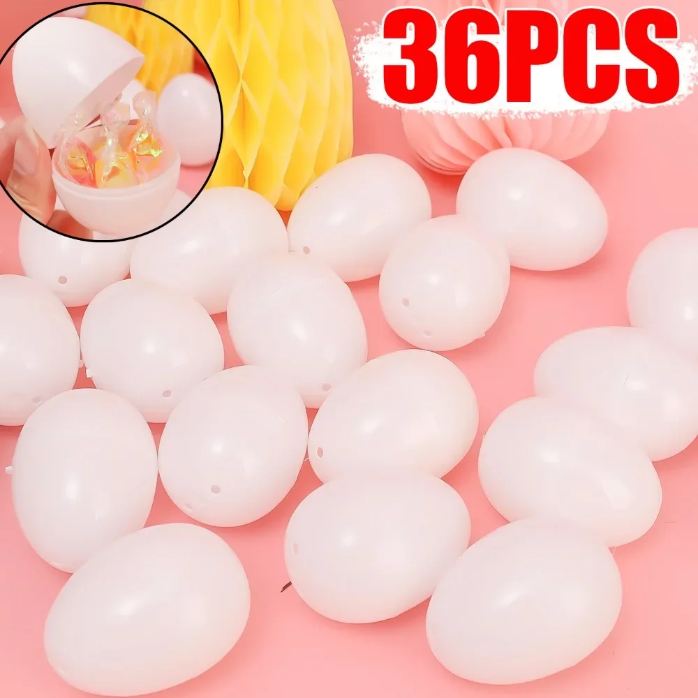 36/12PCS Easter Simulation Eggshell White Easter Filling Eggs Plastic Empty Egg Game Toys DIY Party Decoration Festival Supplies