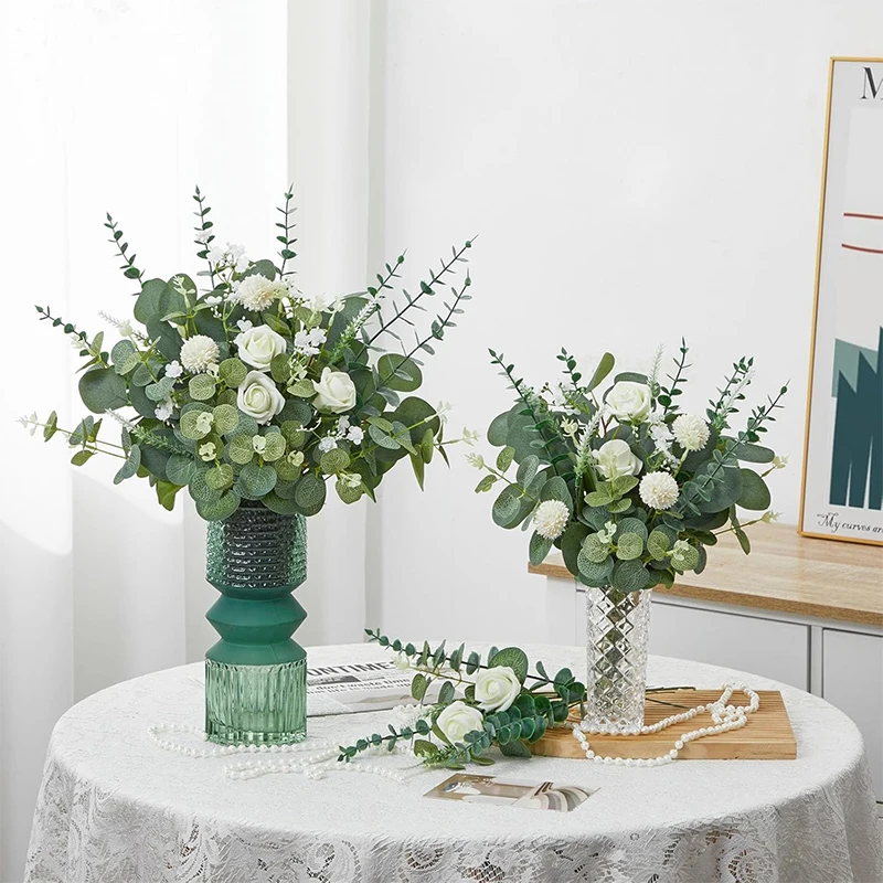 5/10/20 Stücke Künstliche Eukalyptusblatt Stiele Grünpflanzen Für Wohnzimmer Zuhause Raumdekoration Braut Hochzeit Dekor Blumensträuße – Detail 6