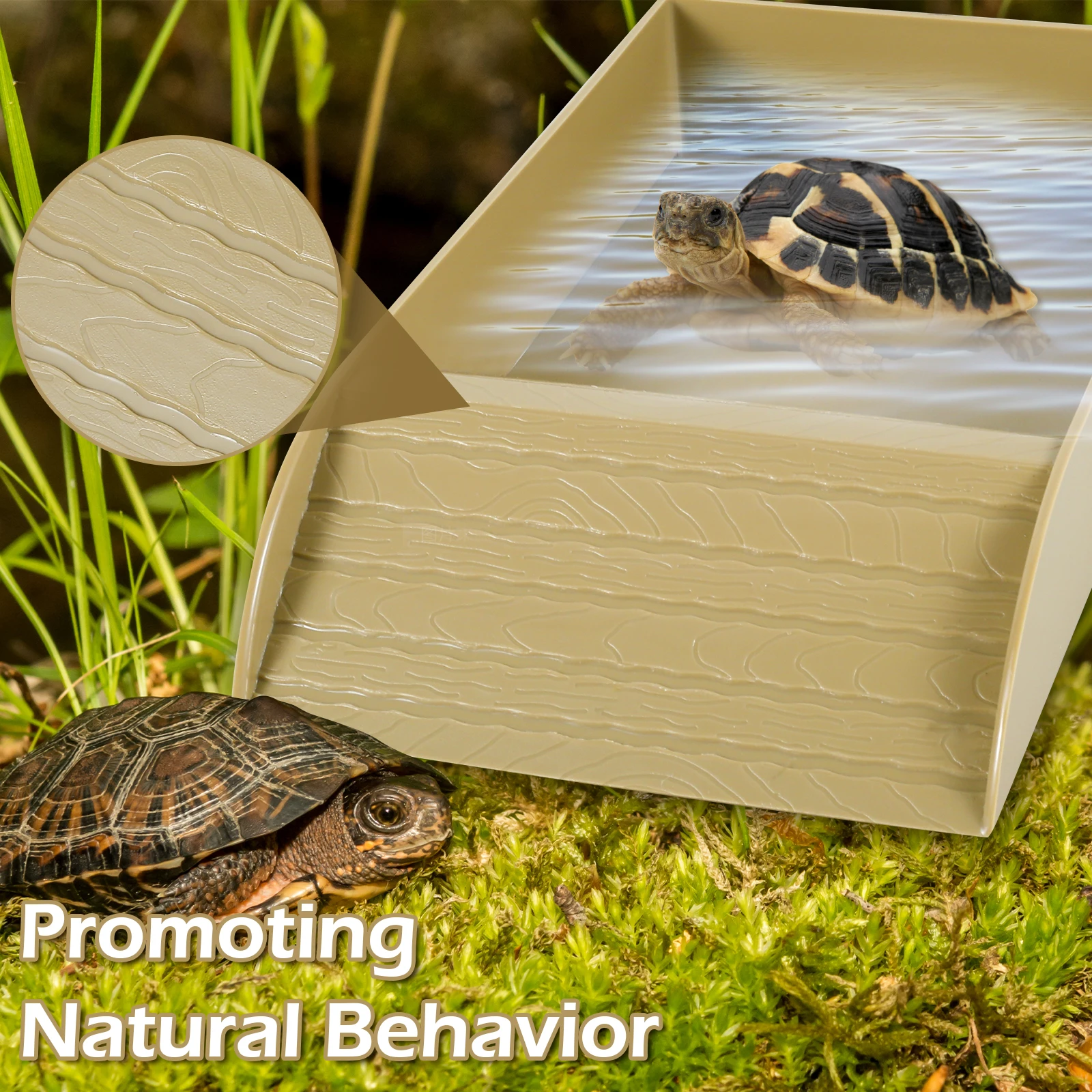 Tortoise Anti-Slip Ramp Platform Reptile Food Dish Water Food Bowls Pool Habitat Reusable Bathtub Aquarium Tank Decoration