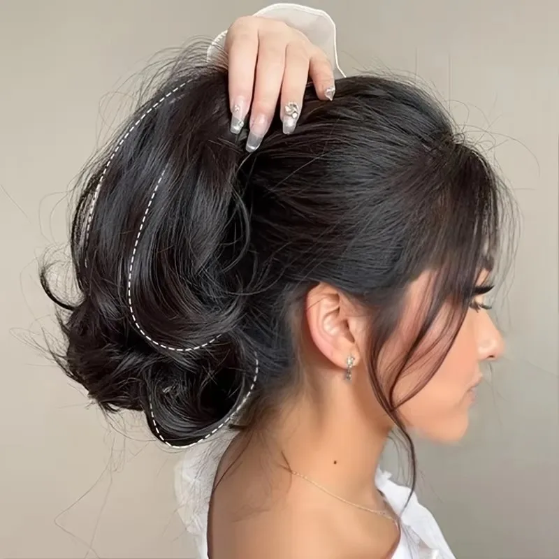 

Synthetic Claw Clip In Ponytail Hair Extension 12Inch Short Curly Natural Tail Hair For Women Curly High Ponytail Hair Piece