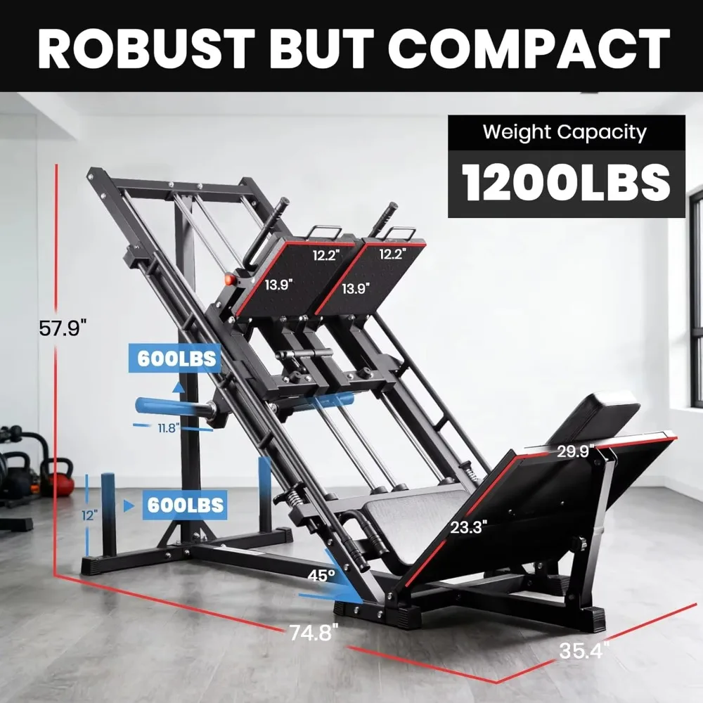 3-in-1 Leg Press Hack Squat Machine Weight Storage Iso-Lateral Adjustable Home Gym Lower Body Strength Fitness Equipment