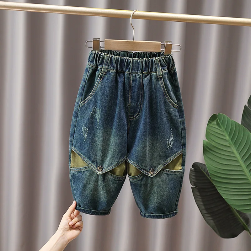 Streetwear Boys Jeans Spring Autumn New Kids Denim Pants for Children Loose Trousers 2-10Years Boys Harem Pants