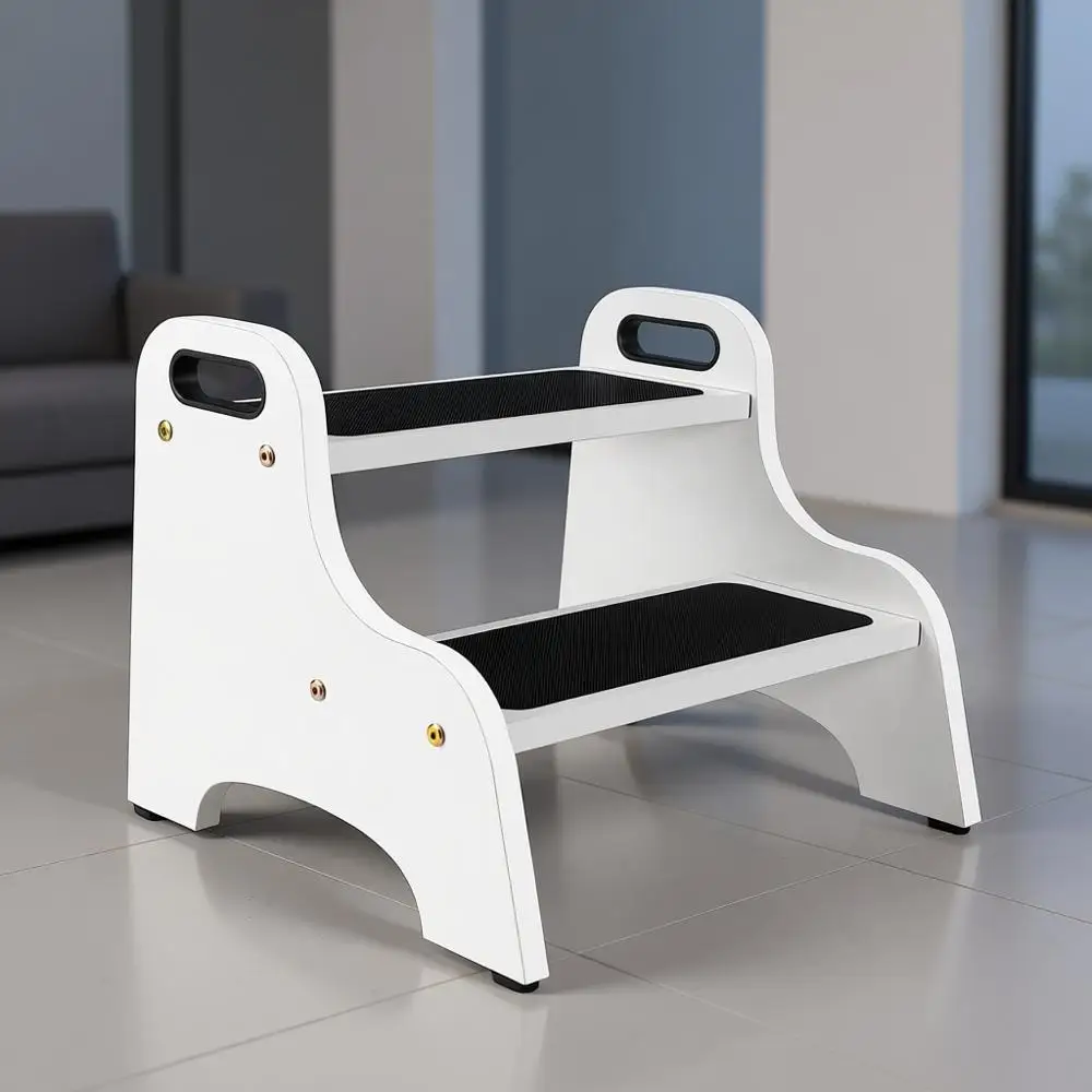 

Нескользящая двухступенчатая подставка для детей: портативная, прочная, с ручками, противоскользящими накладками, выдерживает до 158 кг. Емкость, белый