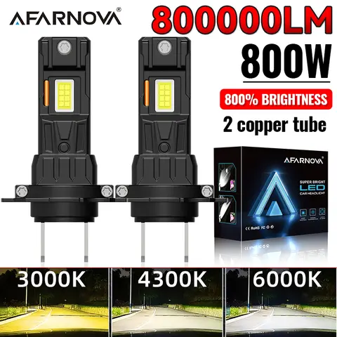 Lampadina LED Mini H7 per Fari Auto 4300K 6000K, Nuova Luce LED H1 H4 H11 Canbus 3000K 2000000LM per Fari Auto Formato Turbo 12V