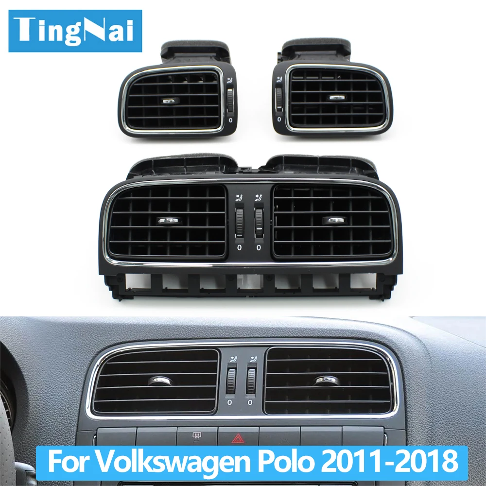 

Car Front Dashboard Matte Black Central Air Vent Left Right AC Vent Grille Assembly For VW Polo 2011-2018 6R0819703,6R0819704