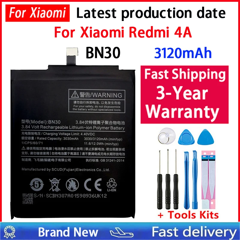 

100% Battery BN30 For Xiaomi Redmi 4A Redrice Hongmi 4A Mobile Phone Bateria Batteries+Tools