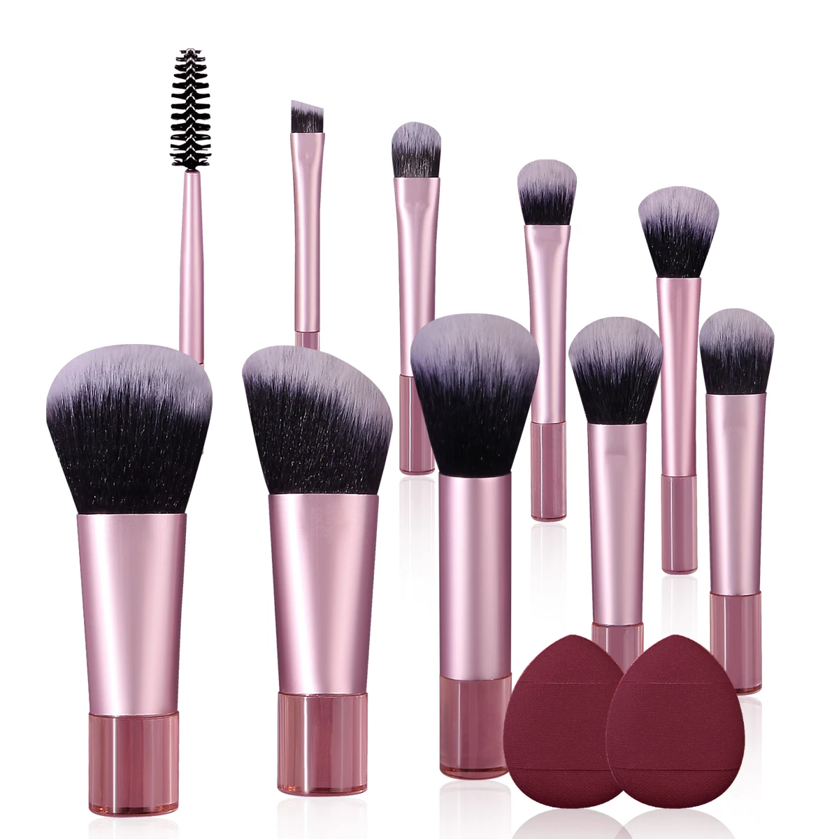 12PCS 미니 메이크업 브러쉬 세트, 소프트 파우더 브러쉬 미니 엄지 파우더 퍼프, 부드럽고 미세하며 파우더 프리 전문 미용 도구