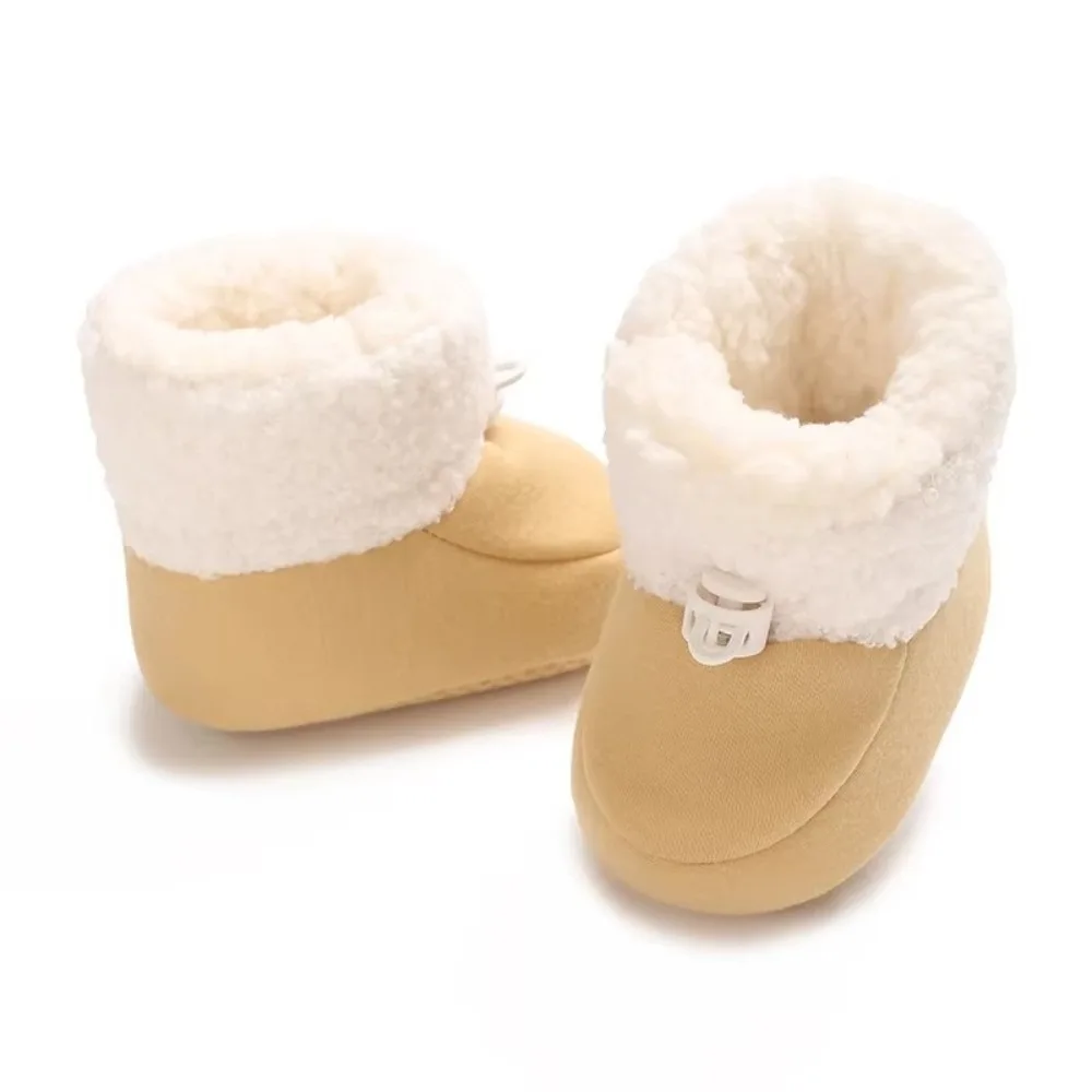 Comfortable Non-Slip Sole Infant Snow Boots Lining Soft Bottom Toddler First Walkers Furry Cotton Thick Warm Walking Shoes
