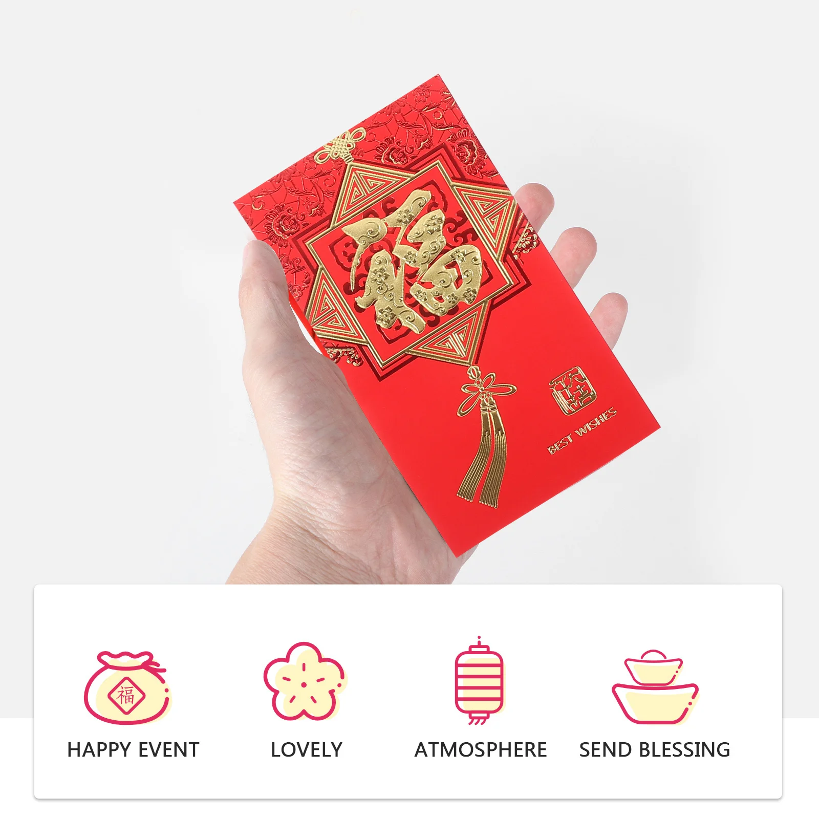 

6Pcs 2024 Red Envelopes Dragon Year Fu Character Paper Red Packets Chinese New Year Lucky Money Holder Gift Bags