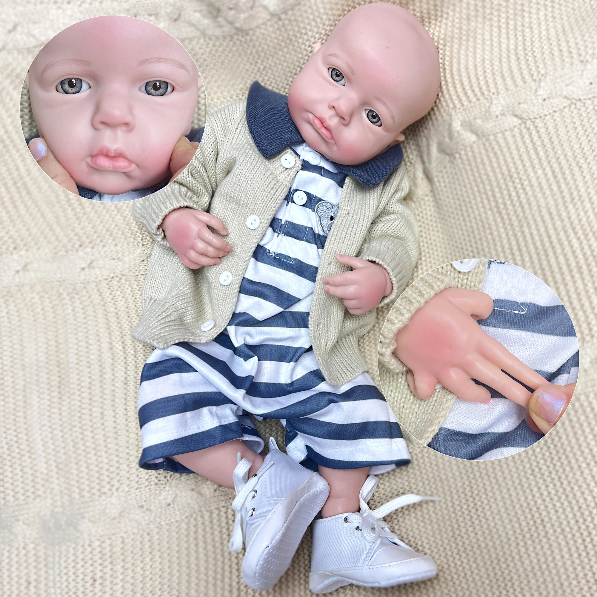 

Attyi 18inch Reborn Baby Doll Full Body Solid Silicone Realistic Newborn Loulou Boy Dolls boneca bebê reborn grande