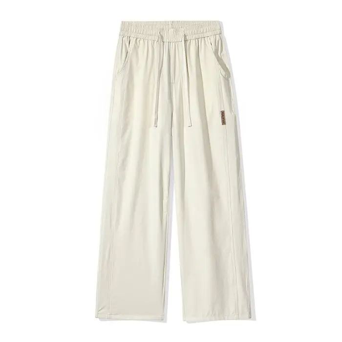 High Quality Summer Thin Men's Straight Tube Loose Ice Silk Wide Leg Casual Pants Breathable Jogging Fitness Baggy Casual Pants