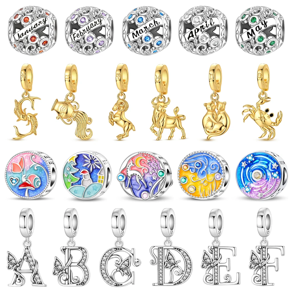 Hot Sale 925 Sterling Silver Magic Cat Jungle Beads & Cancer & Taurus Dangle Charm Fits Boutique Bracelet Radiant Pendant Gifts