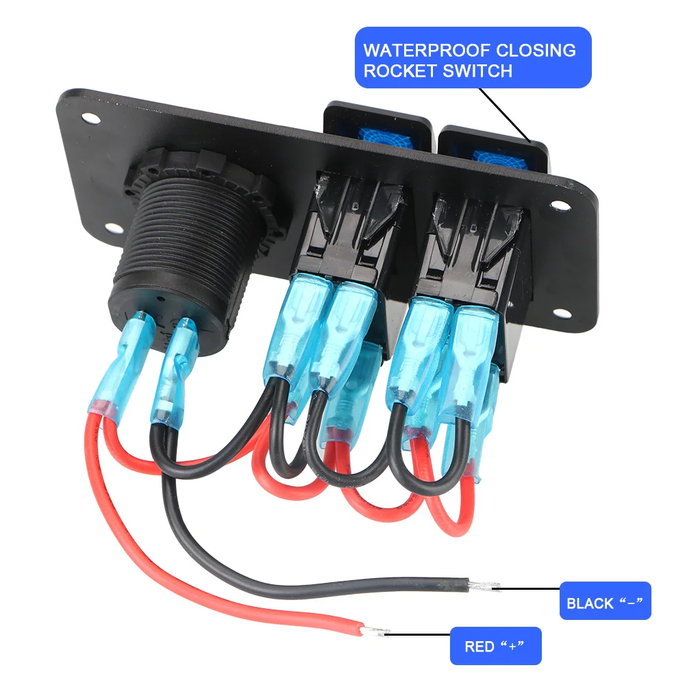 Interior Parts 12-24V Car Charger LED Rocker Switch Panel Circuit Control Dual USB Port for Car Marine Ship Socket Switch