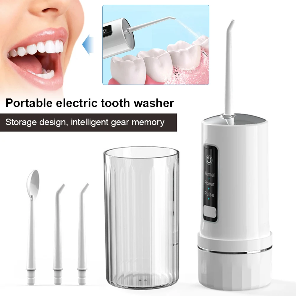 

Oral Irrigator Rechargeable Water Flosser Portable Dental Water Jet Floss 230ml Water Tank 3 Mode IPX7 Waterproof Teeth Cleaner