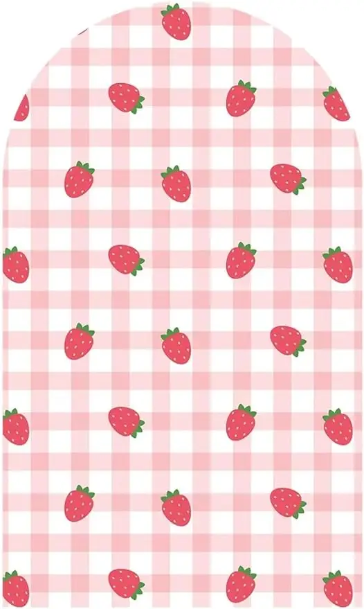 Arch Backdrop Cover Stretchy Spandex Fabric Strawberry Background for Birthday Party Decoration