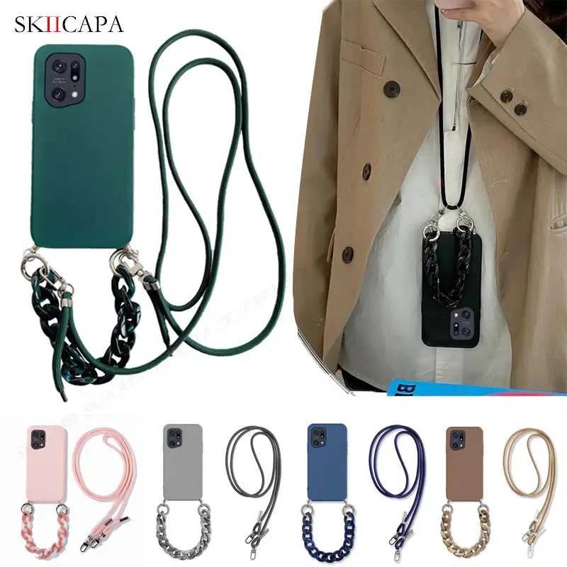 Crossbody الحبل حزام سلسلة الرخام غطاء من السيليكون ل ممن لهم العثور X5 برو X3 لايت X2 برو المعصم حزام سوار لليد سلسلة لينة الغلاف #1