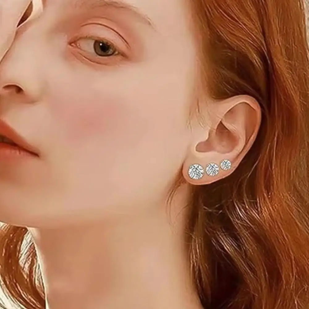12Pairs Elegant Shiny Heart-shaped Earring Set Suitable for Daily Wear and Parties Stainless Steel Stud Earrings Novel Earrings