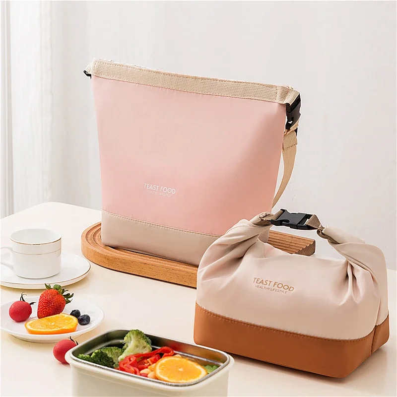

Portable Lunch Bag with Buckle Durable Insulated Lunch Box Tote Cooler Handbag Thermal Bento Pouch Food Carrier Shoulder Bags