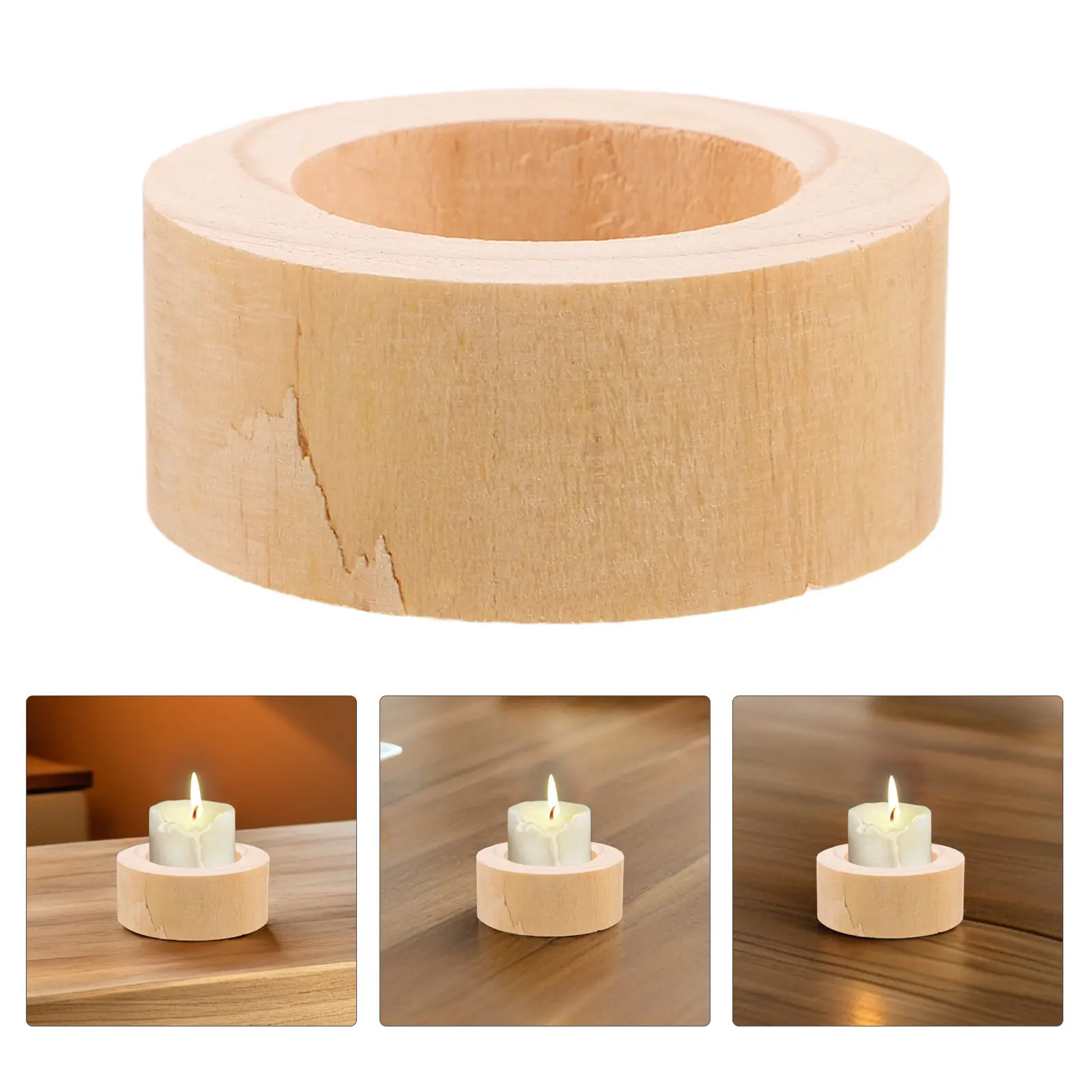 12Pcs Wooden Votive Tealight Holders Rustic Unfinished Wood Base for Dining Table Centerpiece Aromatherapy