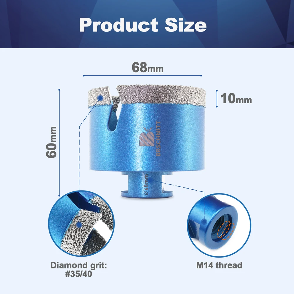 Imagem -03 - Brschnitt-diamond Drilling Bit Hole Saw Drill 20125 mm M14 Cerâmica Porcelana Azulejo Granito Mármore Pedra Peça